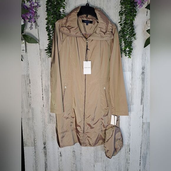 Cole Haan packable Raincoat in Brown - Picture 7 of 10